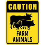 Portrait Round Plus Caution Farm Animals Wall or Door Sign | Farm/Barn Warning Signage