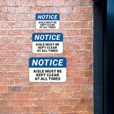 Classic Framed Plus Notice Aisle Must Be Kept Clear At All Times Door or Wall Sign | Health & Safety Signage