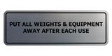 Signs ByLITA Standard Put All Weights & Equipment Away After Each Use Door or Wall Sign Durable ABS Plastic | Laser Engraved | Easy Installation | Elegant Design