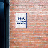 Portrait Round Plus All Gender Restroom Wall or Door Sign Easy Installation | Business & Public Bathroom Signs