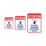 Portrait Round Plus Attention Please Shower Before Entering Hot Tub Wall or Door Sign | Indoor Gym & Home Signage