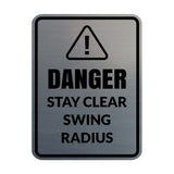 Signs ByLITA Portrait Round Danger Stay Clear Swing Radius Door or Wall Sign Easy Installation | Health And Safety | Building And Danger Signs