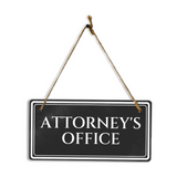Attorney's Office 5" x 10" Hanging Wall or Door Sign | Legal and Court House Rustic Twine Signage