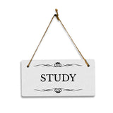 Study 5x10 Hanging Plus Wall or Door Sign | Rustic Twine | Range of Vibrant Decor Styles | Room Signs For Home and Business