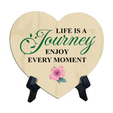 Life Is A Journey Enjoy Every Moment Heart Table Sign with Acrylic Stand (6x5") | Religious Home Decor