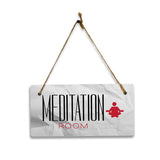 Meditation Room 5x10 Hanging Plus Wall or Door Sign | Rustic Twine | Range of Vibrant Decor Styles | Room Signs For Home and Business