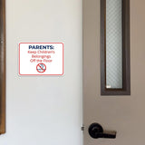 Classic Framed Plus Parents: Keep Children’s Belongings Off the Floor Door or Wall Sign | Child Safety Business Signs