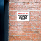 Classic Framed Plus Guests Please Note: We accept no liability for injuries or property damage incurred during your stay Wall or Door Sign| Easy Installation | Disclaimer Waiver Notice