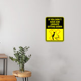 Portrait Round Plus If You Don't Have Aim Urinate Sitting Down Door or Wall Sign | Funny Warning Sign For Bathroom