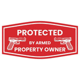 Signs ByLITA Fancy Protected by Armed Property Owner (Handgun) Door or Wall Sign | Home Security Warning Sign