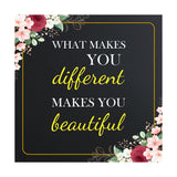 What Makes You Different Makes You Beautiful 5"x 5" Square Table Sign With Acrylic Easel | Religious Home Decor
