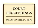 Signs ByLITA Classic Framed Court Proceedings Open to the Public Door or Wall Sign Durable ABS Plastic | Laser Engraved | Easy Installation | Courtroom