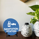 Sanitation Station Circle Table Sign with Acrylic Stand (5x5") | Public Spaces Signage