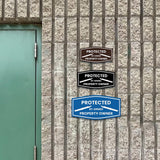 Signs ByLITA Fancy Protected by Armed Property Owner (Military Knife) Door or Wall Sign | Home Security Warning Sign
