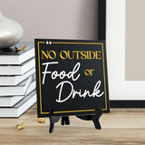 No Outside Food or Drink 5"x 5" Square Table Sign With Acrylic Easel | Restaurant & Cafe Decor