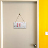 Exit 5" x 10" Hanging Wall or Door Sign | Rustic Twine | Signs for Home and Business