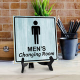 Men's Changing Room 5"x 5" Square Table Sign With Acrylic Easel | Restrooms Decor