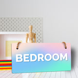 Bedroom 5x10 Hanging Plus Wall or Door Sign | Rustic Twine | Range of Vibrant Decor Styles | Room Signs For Home and Business