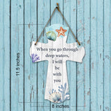 When you go through deep waters, I will be with you Cross Hanging Sign | Rustic Twine | Inspiring Religious Bible Decor