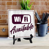 Wi-Fi Available 5"x 5" Square Table Sign With Acrylic Easel | Restaurant & Cafe Decor