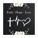 Faith Hope Love 5"x 5" Square Table Sign With Acrylic Easel | Religious Home Decor