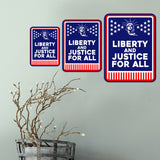 Portrait Round Plus Liberty and Justice for All Door or Wall Sign | Easy Installation | Patriotic Stars and Stripes USA Pride Sign