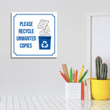 Square Plus Please Recycle Unwanted Copies Door or Wall Sign | Workplace Cleaning Signage
