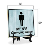Men's Changing Room 5"x 5" Square Table Sign With Acrylic Easel | Restrooms Decor