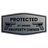 Signs ByLITA Fancy Protected by Armed Property Owner (Handgun) Door or Wall Sign | Home Security Warning Sign