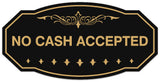 Signs ByLITA Victorian No Cash Accepted Wall or Door Sign - Laser-Engraved Lettering | Durable ABS Plastic | Vibrant Colors | Powerful Foam Tape