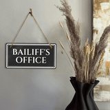 Bailiff's Office 5" x 10" Hanging Wall or Door Sign | Legal and Court House Rustic Twine Signage