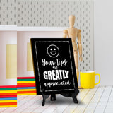Signs ByLITA Your Tips Are Greatly Appreciated (Smiley vector) Table Sign with Acrylic Stand (6x8“)