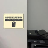 Classic Framed Plus Please Secure Trash Before Placing in Bin Door or Wall Sign | General Waste & Disposal