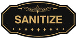 Signs ByLITA Victorian Sanitize Sign - Laser-Engraved Lettering | Durable ABS Plastic | Vibrant Colors | Powerful Foam Tape Wall or Door Sign