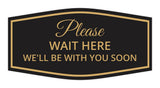 Signs ByLITA Fancy Please Wait Here for Your Turn. We'll Be With You Soon Easy Installation | Durable Construction | Barbers | Grooming and Styling | Hair Wall or Door Sign