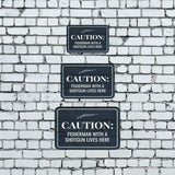 Classic Framed Plus Caution: Fisherman With a Shotgun Lives Here Door or Wall Sign | Hunting & Outdoor Decor