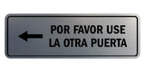 Signs ByLITA Standard Por Favor Use la Otra Puerta Left Arrow Sign | Spanish Workplace Business Direction Signs