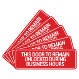 Signs ByLITA Standard This Door To Remain Unlocked During Business Hours Wall or Door Sign (Multipacks)