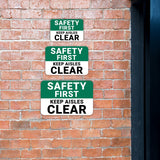 Classic Framed Plus Safety First Keep Aisles Clear Door or Wall Sign | Health & Safety Signage