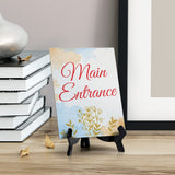 Signs ByLita Main Entrance, Blue Watercolor Table Sign (6 x 8")