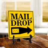 Mail Drop 5"x 5" Square Table Sign With Acrylic Easel | Home & Office Decor