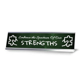 Embrace the Spectrum Of Our Strengths Silver Frame Desk Sign (2x8") | Classroom Special Needs Support