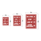 Portrait Round Plus In A Fire Stop Line Up Leave Building Wall or Door Sign | Children Safety Signs