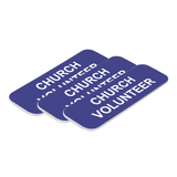 Church Volunteer 1 x 3" Name Tag/Badge, (3 Pack)