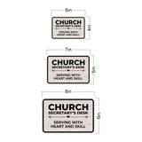 Classic Framed Plus Church Secretary’s Desk – Serving With Heart and Skill Door or Wall Sign | Church and Place of Worship Signs