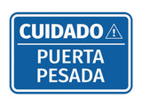Signs ByLITA Classic Framed Cuidado Puerta Pesada Door or Wall Sign Easy Installation | Health And Safety | Building And Hospitality