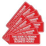 Signs ByLITA Standard This Door To Remain Unlocked During Business Hours Wall or Door Sign (Multipacks)