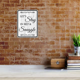 Portrait Round Plus Let's Stay In Bed & Snuggle Wall or Door Sign | Funny Novelty Home Signs | Home Reminders For Families