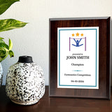Gymnastics Customizable Wooden Award Plaque | Easel Mount Option | Achievement and Recognition Personalizable Plaques