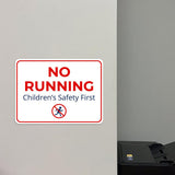 Classic Framed Plus No Running – Children’s Safety First Door or Wall Sign | Child Safety Business Signs